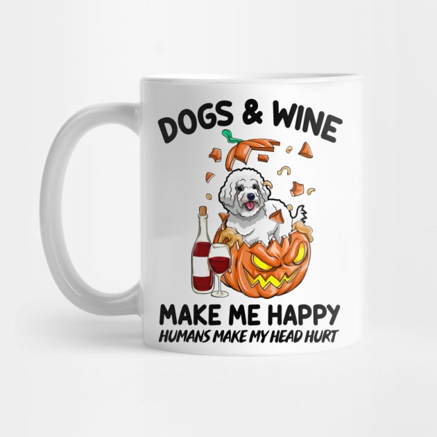 Poodle & Wine Make Me Happy Humans Make My Head Hurt T-shirt by kimmygoderteart